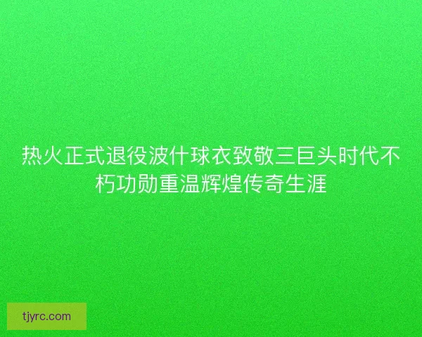 热火正式退役波什球衣致敬三巨头时代不朽功勋重温辉煌传奇生涯