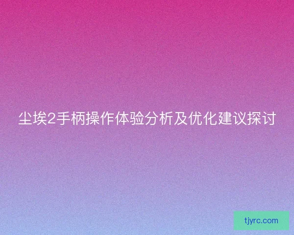 尘埃2手柄操作体验分析及优化建议探讨