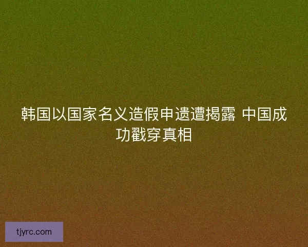 韩国以国家名义造假申遗遭揭露 中国成功戳穿真相