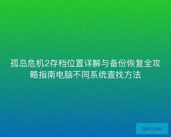 孤岛危机2存档位置详解与备份恢复全攻略指南电脑不同系统查找方法